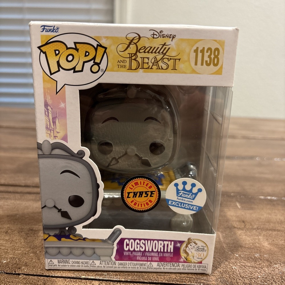 POP! Funko #1138 Cogsworth Disney Beauty & The Beast Exclusive Chase W/Protector